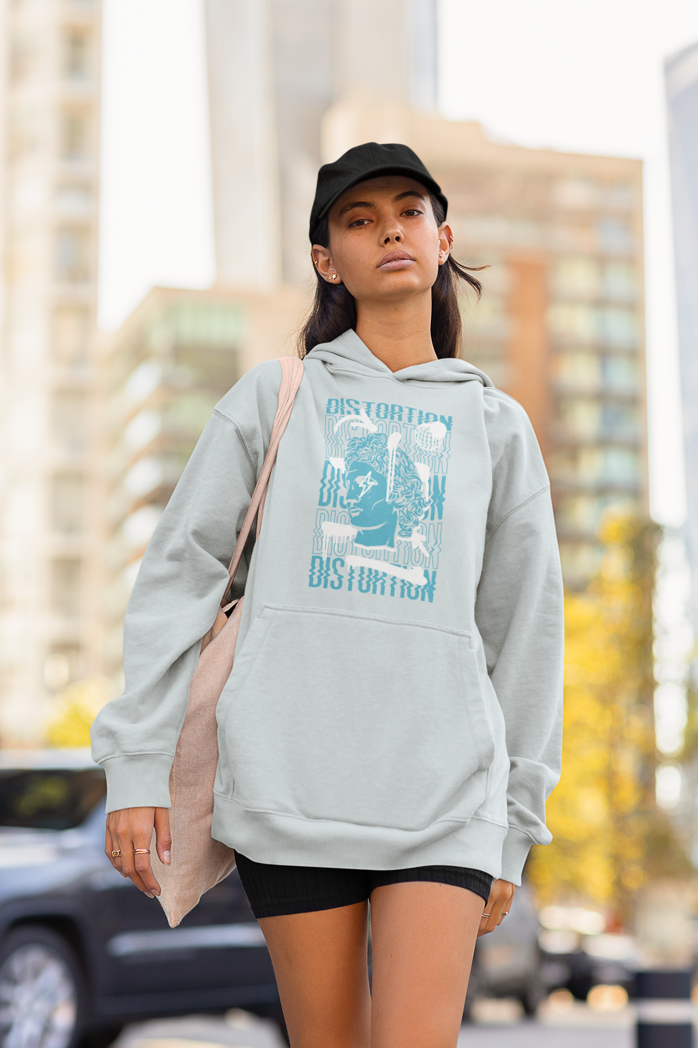 DISTORTION APOLLO VIBES Streetwear Frontside - Slammer Organic Oversized Unisex Adult Hoodie SH