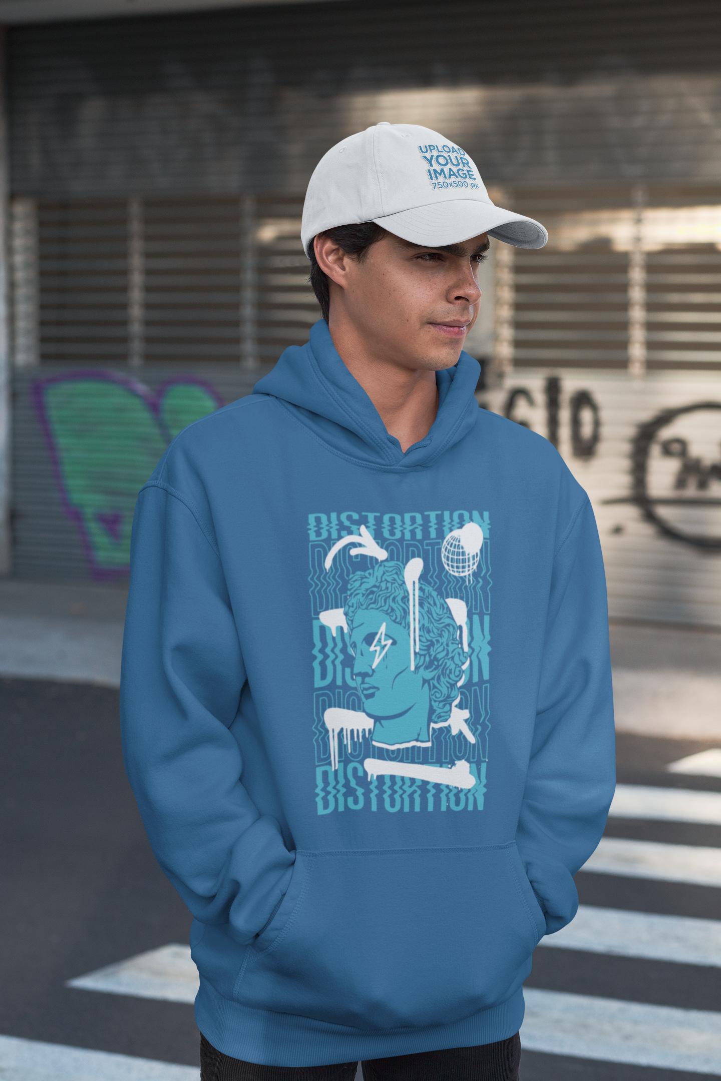 DISTORTION APOLLO VIBES Streetwear Frontside - Slammer Organic Oversized Unisex Adult Hoodie SH