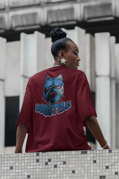 DOGSTYLE CYBER PIBULL Streetwear Backprint - Freestyler Bio Oversized Unisex T-Shirt Erwachsene SH
