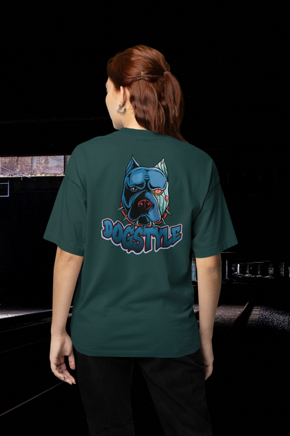 DOGSTYLE CYBER PIBULL Streetwear Backprint - Freestyler Bio Oversized Unisex T-Shirt Erwachsene SH