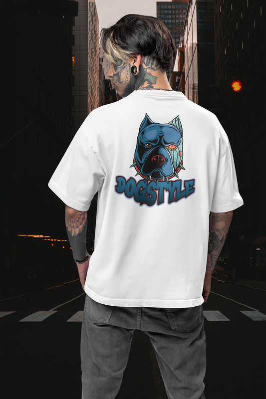 DOGSTYLE CYBER PIBULL Streetwear Backprint - Freestyler Bio Oversized Unisex T-Shirt Erwachsene SH