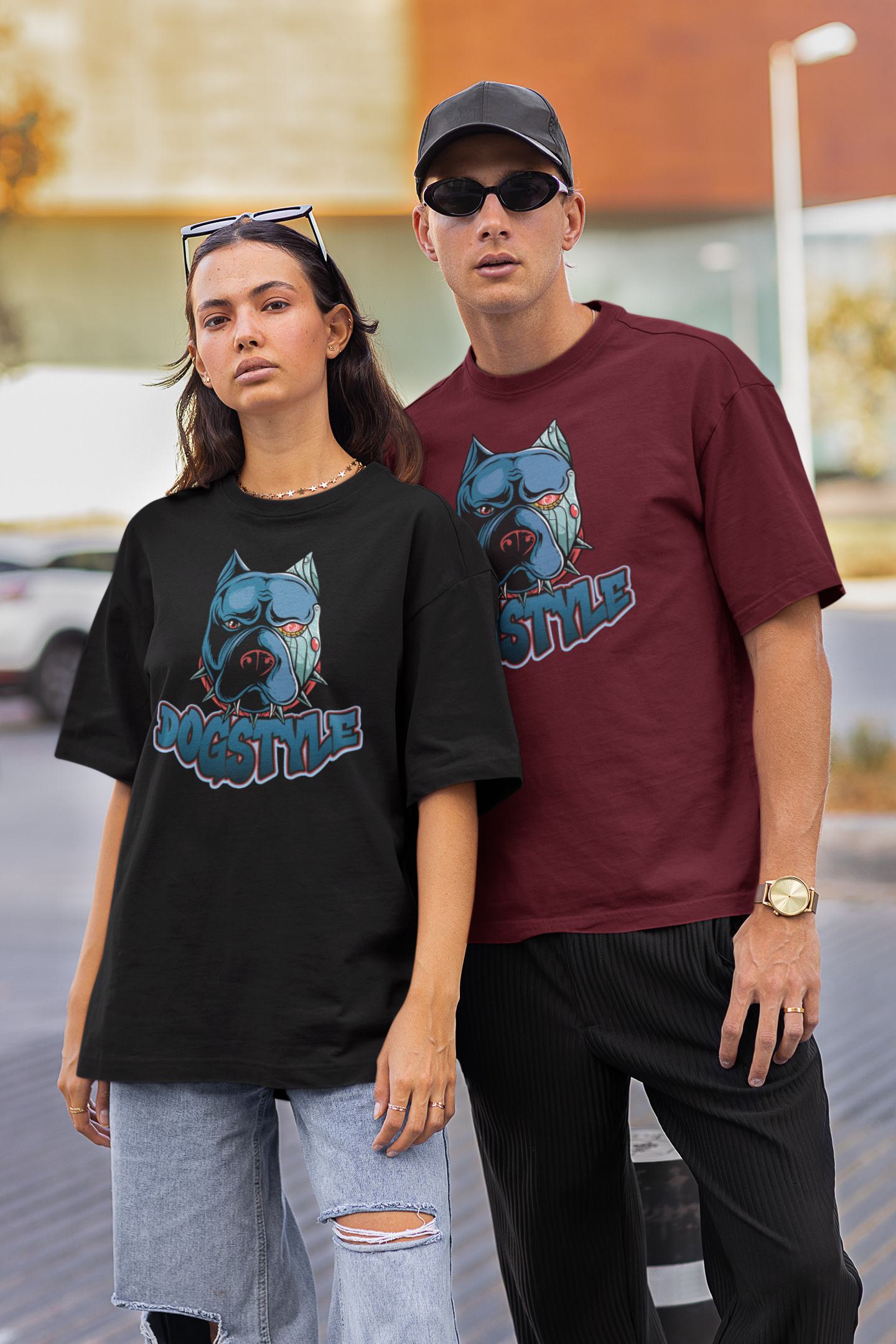 DOGSTYLE Streetwear Frontprint - Freestyler Bio Oversized Unisex T-Shirt Erwachsenen SH