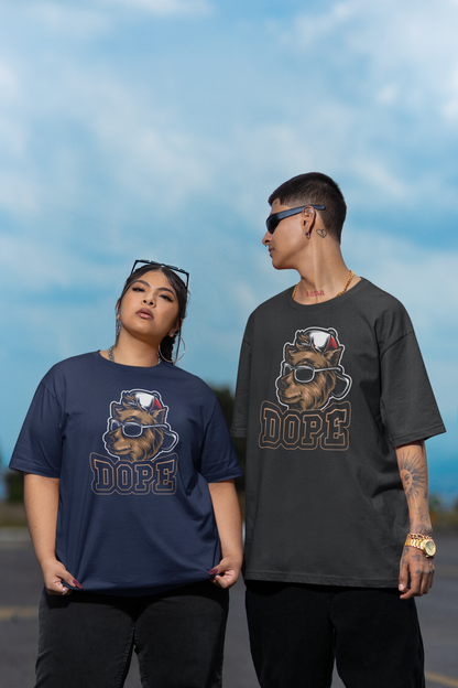 DOPE DOG BEAR STYLE Streetwear Frontprint - Freestyler Bio Oversized Unisex T-Shirt Erwachsene SH