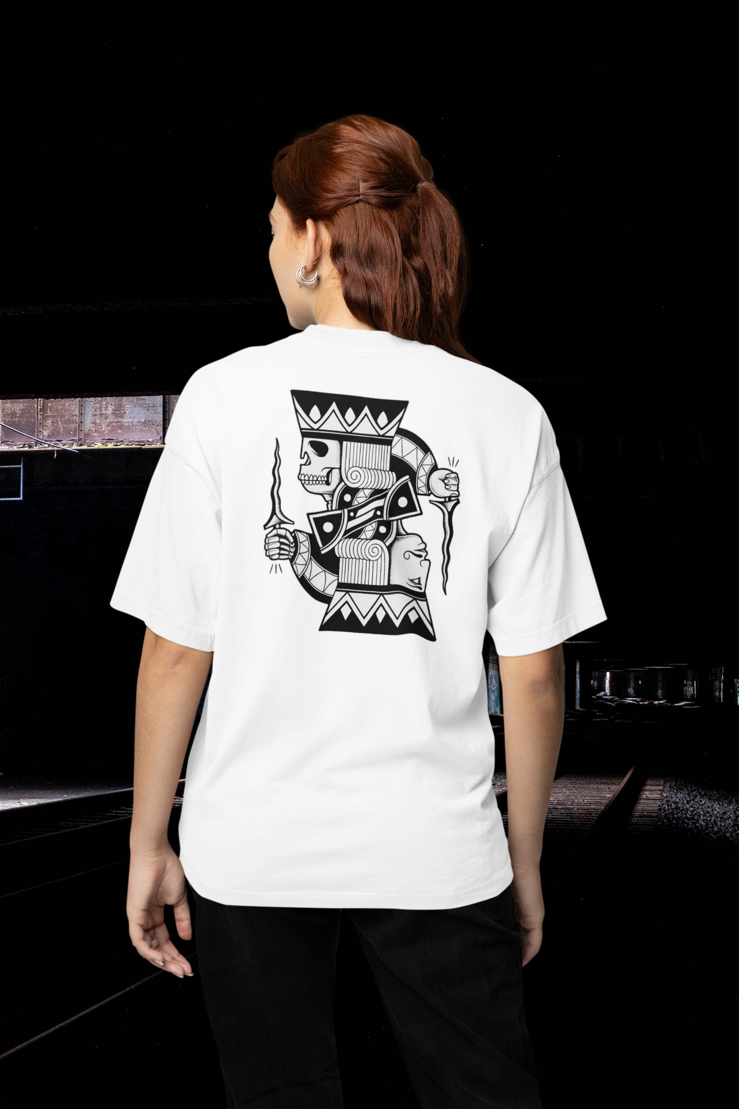 DOPPEL CARA THE SKULL KING Streetwear Backprint - Freestyler Bio Oversized Unisex T-Shirt Erwachsene SH