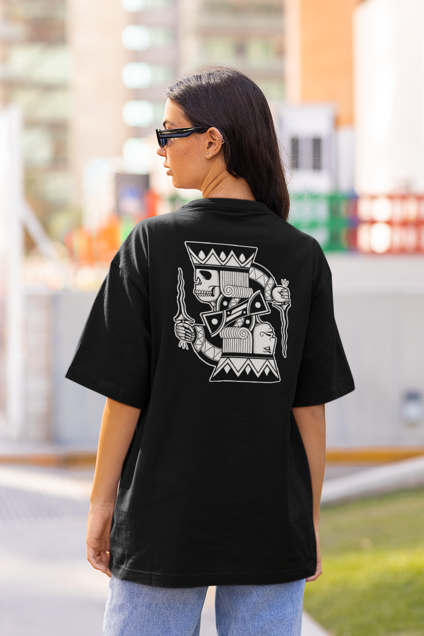 DOPPEL CARA THE SKULL KING Streetwear Backprint - Freestyler Bio Oversized Unisex T-Shirt Erwachsene SH
