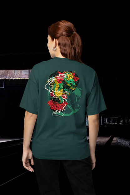 DRAGON RED FIRE Streetwear Backprint - Freestyler Bio Oversized Unisex T-Shirt Erwachsene SH