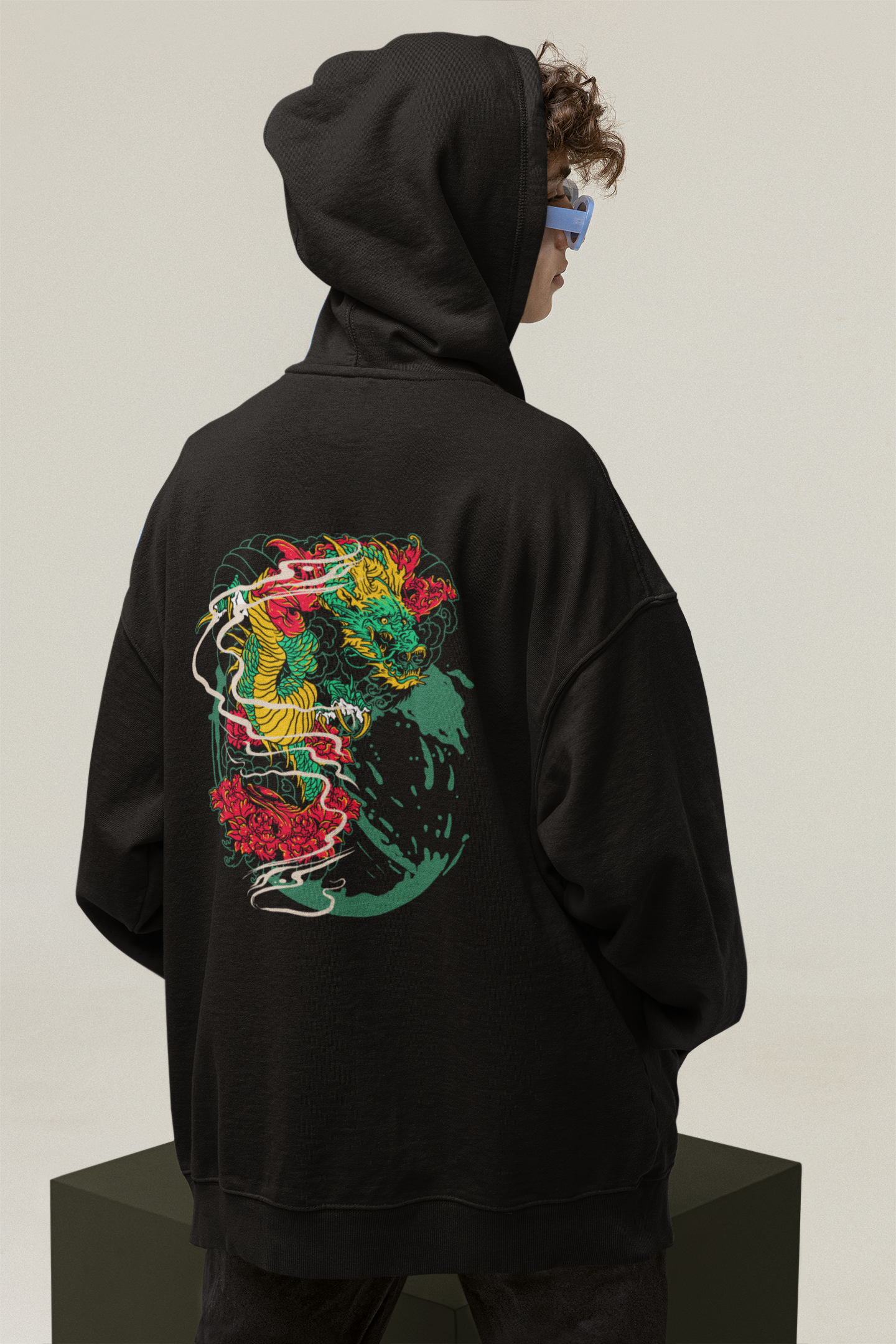 DRAGON RED FIRE Streetwear - Sudadera con capucha unisex extragrande orgánica Slammer para adultos SH - Sudadera con capucha unisex extragrande orgánica 2.0