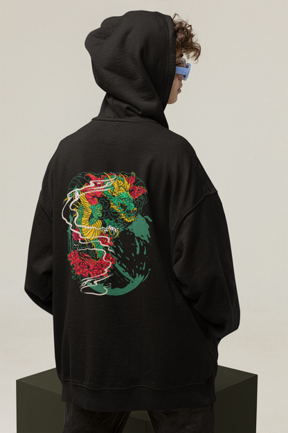 DRAGON RED FIRE Streetwear - Sudadera con capucha unisex extragrande orgánica Slammer para adultos SH - Sudadera con capucha unisex extragrande orgánica 2.0