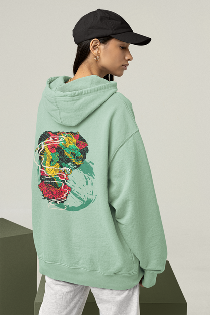 DRAGON RED FIRE Streetwear - Sudadera con capucha unisex extragrande orgánica Slammer para adultos SH - Sudadera con capucha unisex extragrande orgánica 2.0