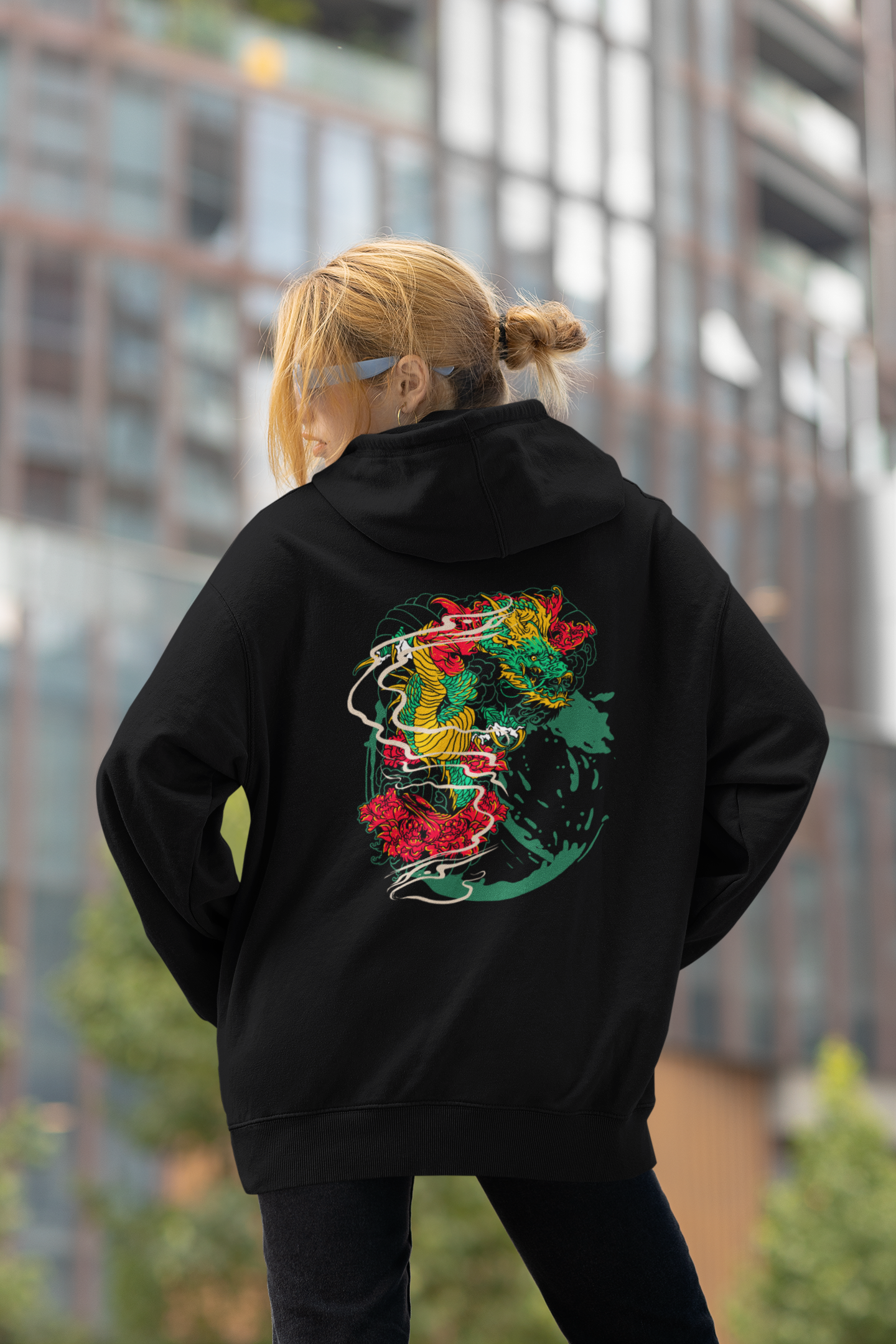 DRAGON RED FIRE Streetwear - Sudadera con capucha unisex extragrande orgánica Slammer para adultos SH - Sudadera con capucha unisex extragrande orgánica 2.0