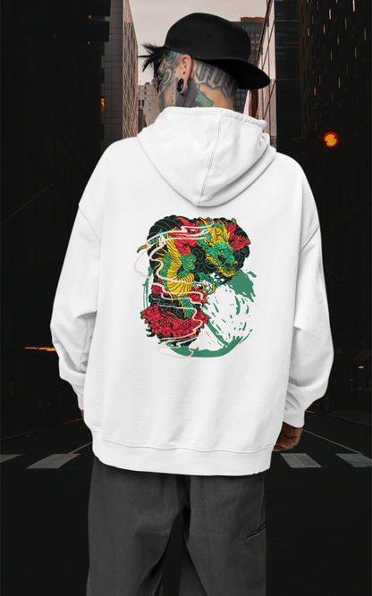 DRAGON RED FIRE Streetwear - Sudadera con capucha unisex extragrande orgánica Slammer para adultos SH - Sudadera con capucha unisex extragrande orgánica 2.0
