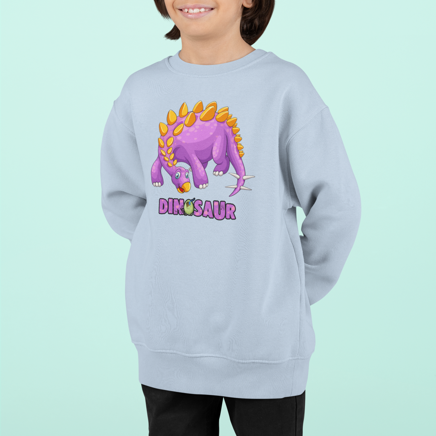 Kinder Pullover Sweatshirt Bio Baumwolle Hochwertig Langlebig - Dinosaurier Cartoon mit Ei - Mini Changer Sweatshirt ST/ST SH