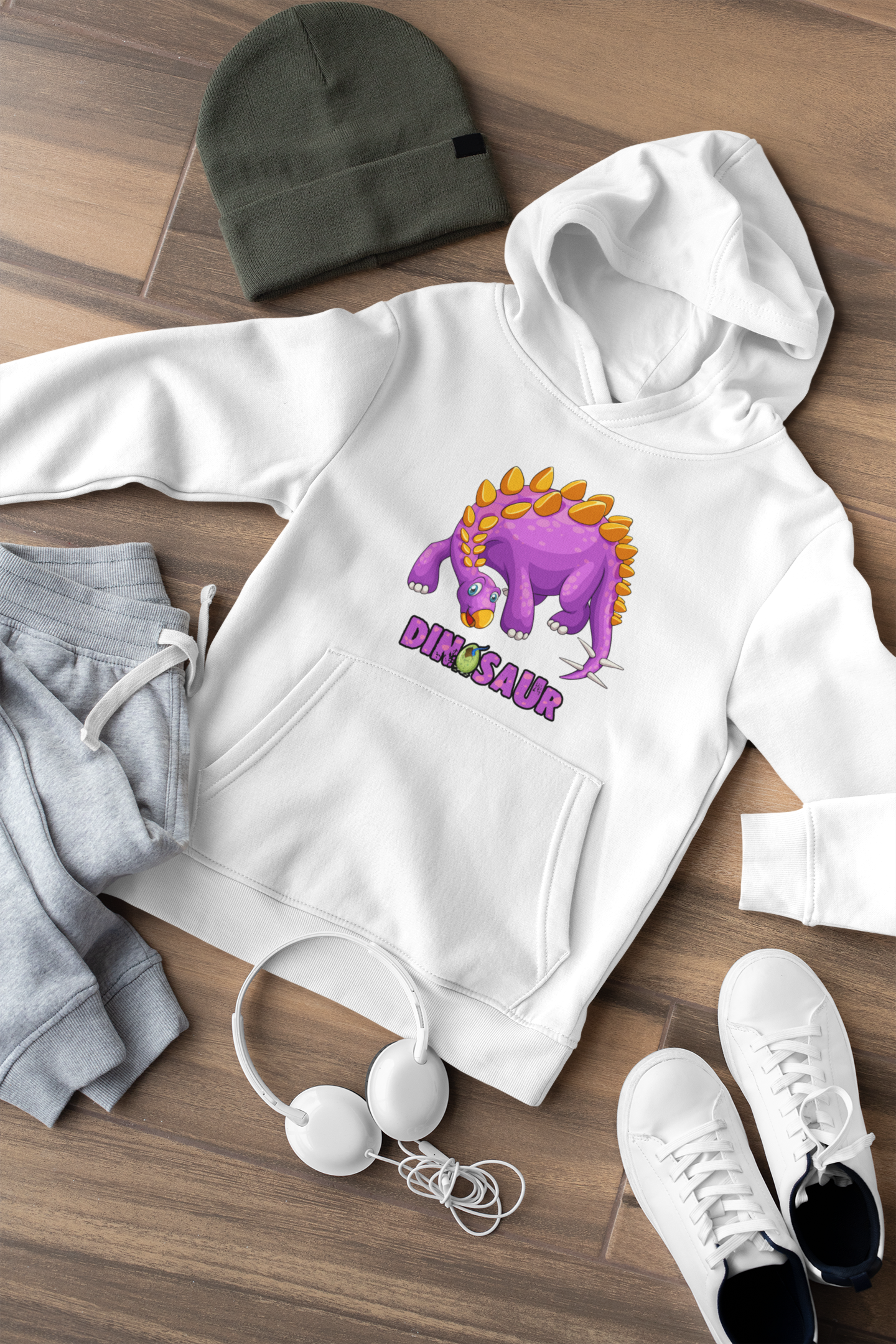 Kinder Hoodie Pullover Bio Baumwolle Hochwertig Langlebig - Dinosaurier mit Ei Cartoon - Mini Cruiser Hoodie 2.0 ST/ST SH