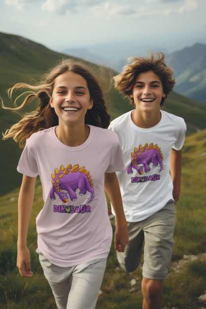 Dinosaurio morado con huevo - Camiseta infantil de manga corta, algodón duradero de alta calidad - Camiseta infantil BC SH