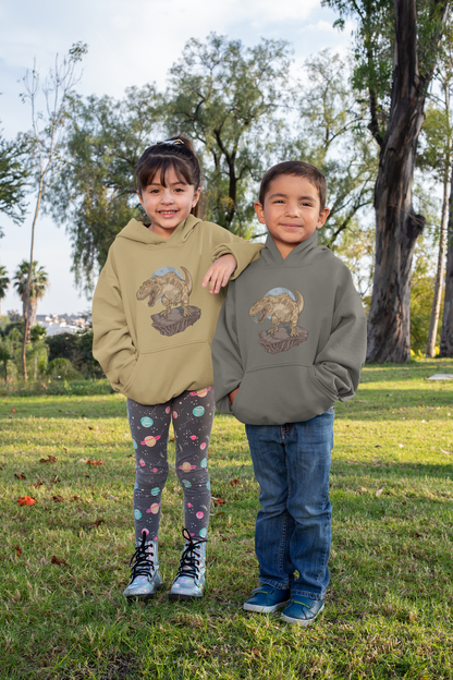 Dinosaurier Rex auf Fels Kinder Hoodie Pullover Bio Baumwolle Hochwertig Langlebig - Mini Cruiser Hoodie 2.0 ST/ST SH