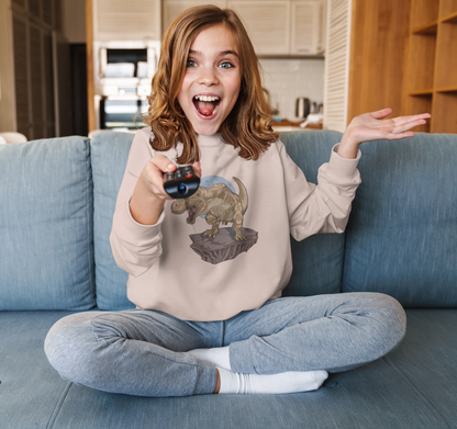 Dinosaurier Rex auf Fels Kinder Pullover Sweatshirt Bio Baumwolle Hochwertig Langlebig - Mini Changer Sweatshirt 2 ST/ST SH