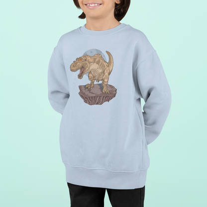 Dinosaurier Rex auf Fels Kinder Pullover Sweatshirt Bio Baumwolle Hochwertig Langlebig - Mini Changer Sweatshirt 2 ST/ST SH