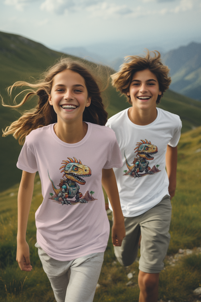 Dinosaurier und Transformers Rexi - Kinder T-Shirt Kurzarm-Shirt Baumwolle Hochwertig Langlebig - T-Shirt Kids BC SH