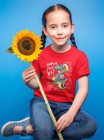 Cartoon Dinospeed auf Motorroller T-Shirt Kids SK