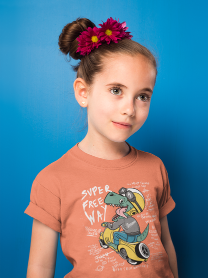 Cartoon Dinospeed auf Motorroller T-Shirt Kids SK