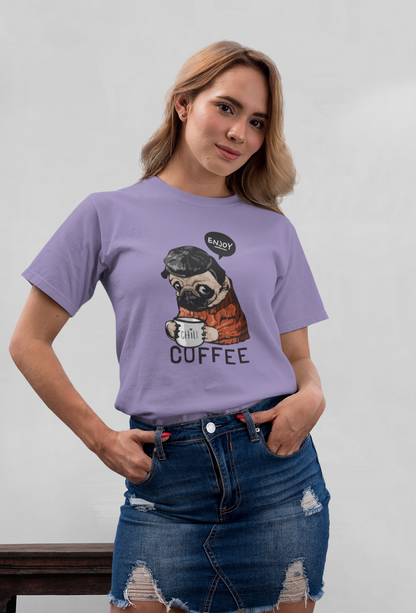 Dog enjoy coffee Chill Front - Unisex Erwachsenen Bio Baumwolle Kurzarm Shirt Creator T-Shirt 2.0 ST/ST SH