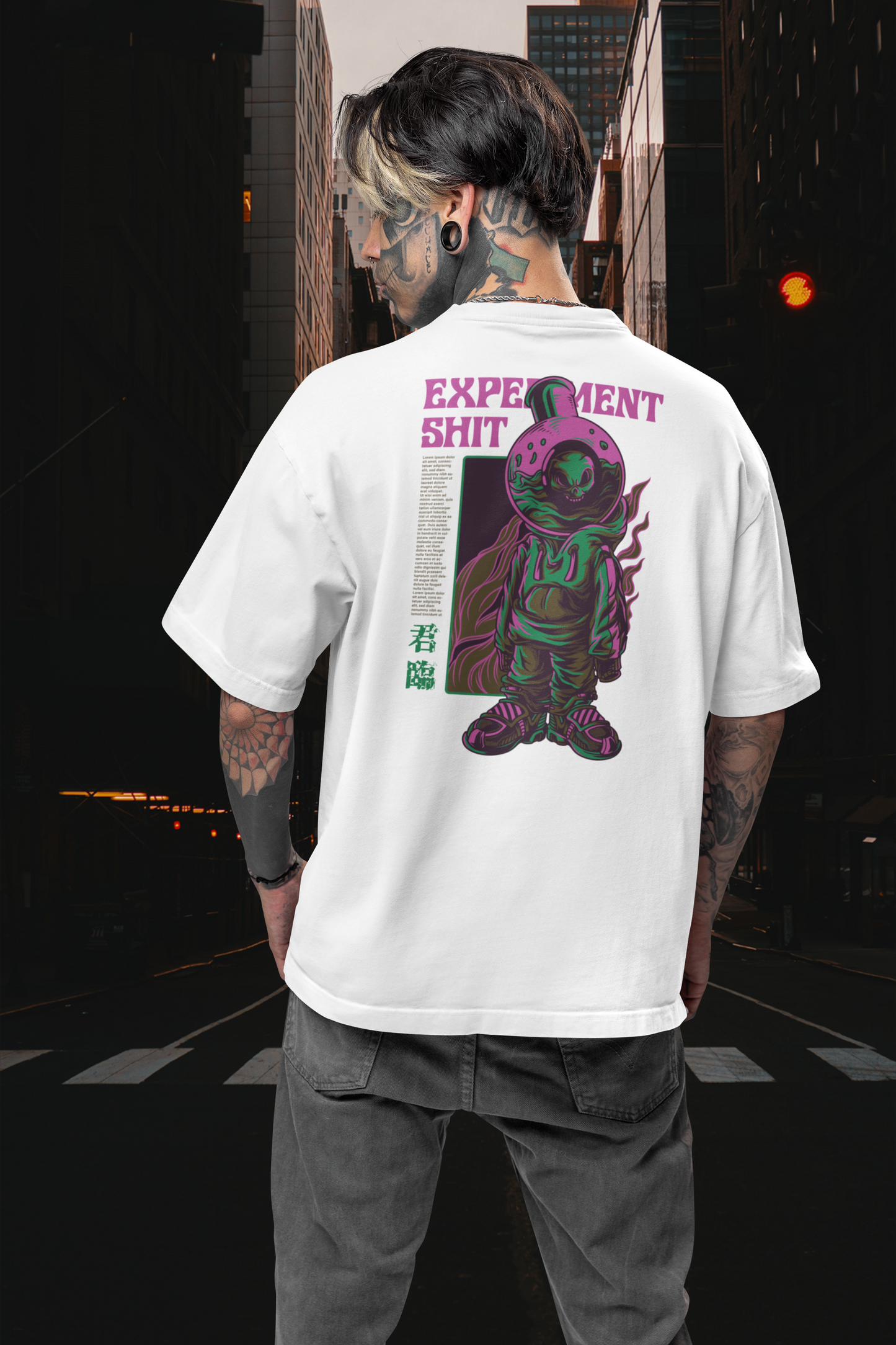 EXPERIMENT SHIT Warrior Streetwear Backprint - Freestyler Bio Oversized Unisex T-Shirt Erwachsene SH