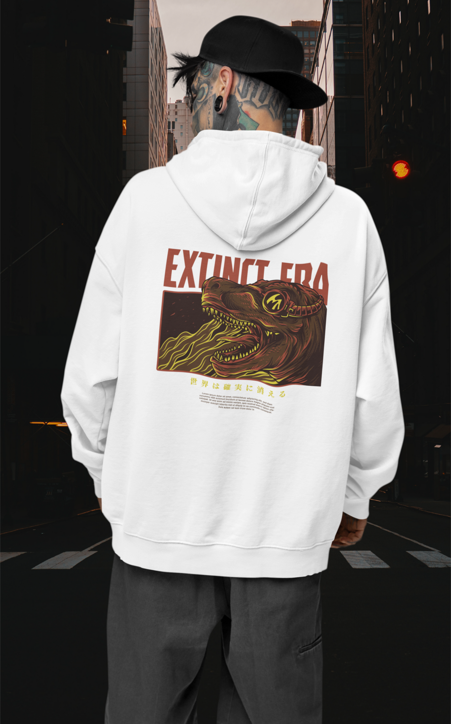 EXTINCT ERA Warrior Streetwear - Slammer Bio Oversized Unisex Hoodie Erwachsenen SH