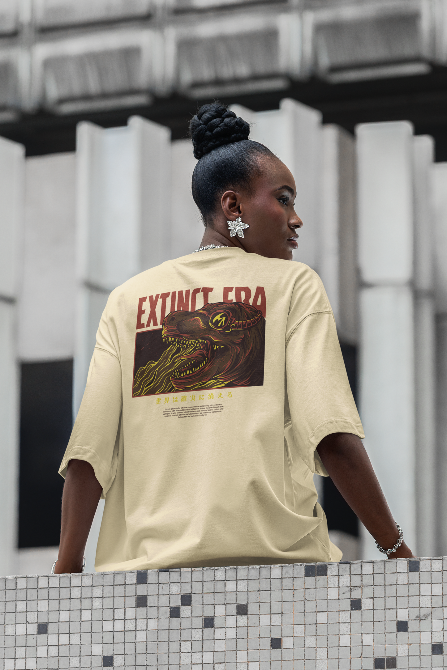 EXTINCT ERA Warrior Streetwear Backprint - Freestyler Organic Oversized Unisex T-Shirt Adult SH
