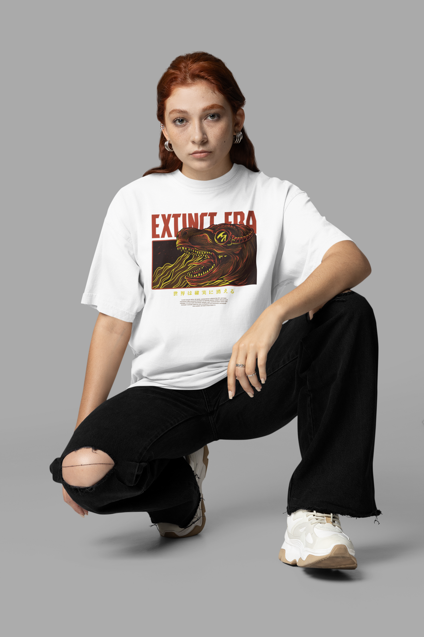 EXTINCT ERA Warrior Streetwear Frontprint - Freestyler Bio Oversized Unisex T-Shirt Erwachsene SH