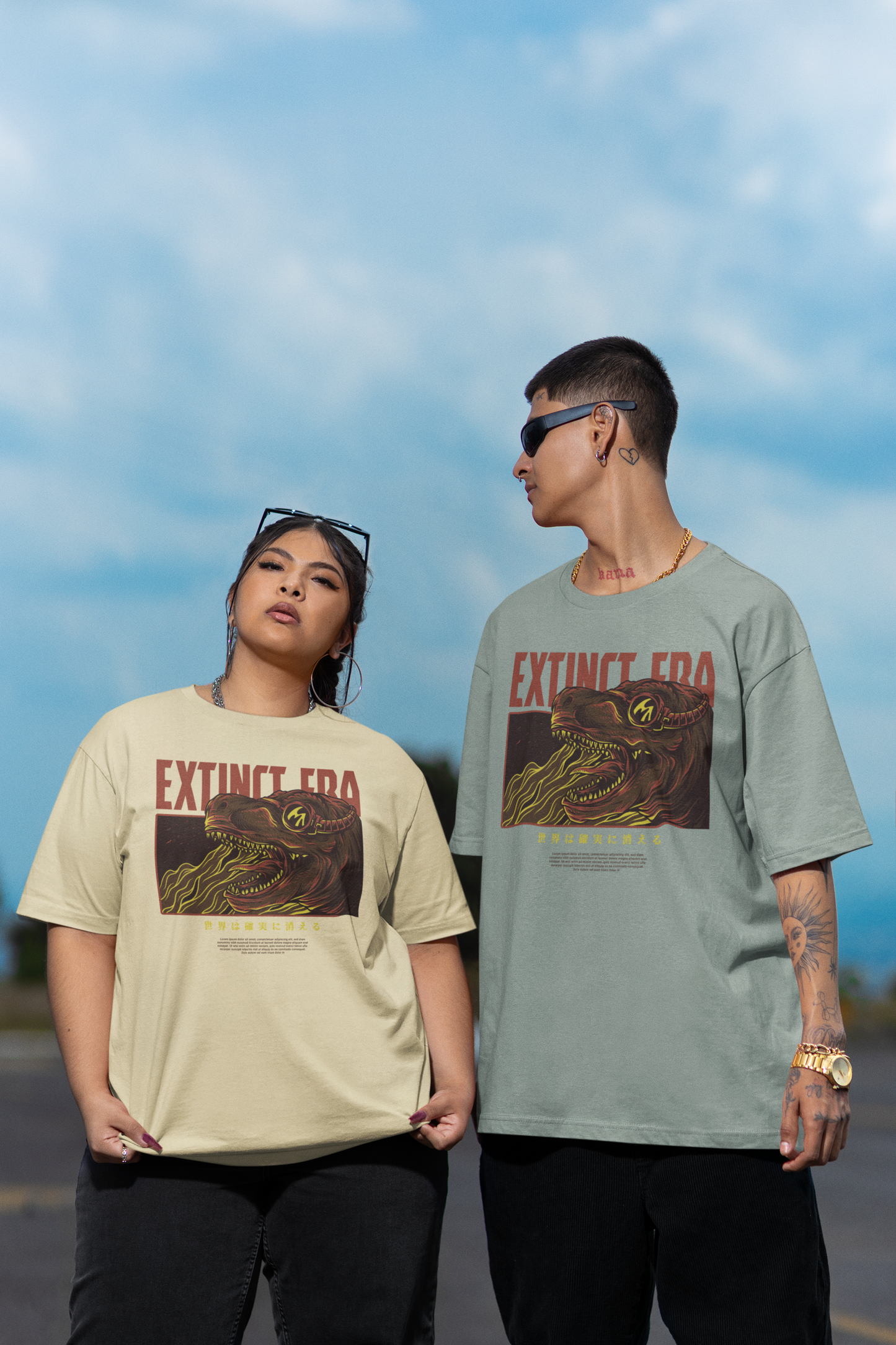 EXTINCT ERA Warrior Streetwear Frontprint - Freestyler Bio Oversized Unisex T-Shirt Erwachsene SH