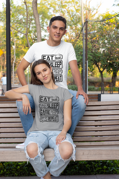 Eat Sleep Game Repeat Front - Unisex Erwachsenen Bio Creator T-Shirt SH