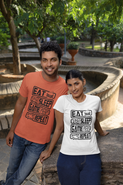 Eat Sleep Game Repeat Front - Unisex Erwachsenen Bio Creator T-Shirt SH