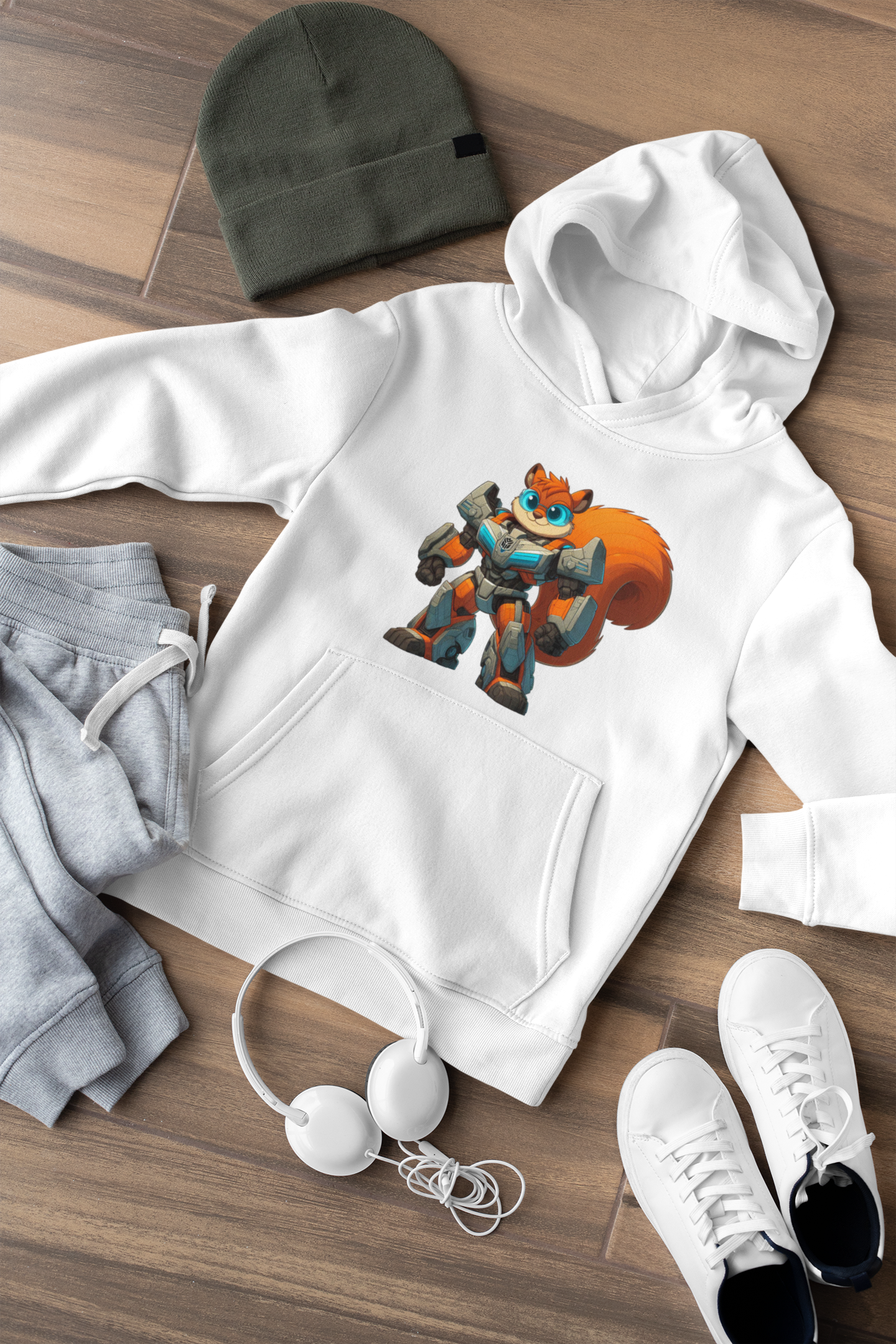 Kinder Hoodie Pullover Bio Baumwolle Hochwertig Langlebig - Eichhörnchen Transformer Bully - Mini Cruiser Hoodie 2.0 ST/ST SH