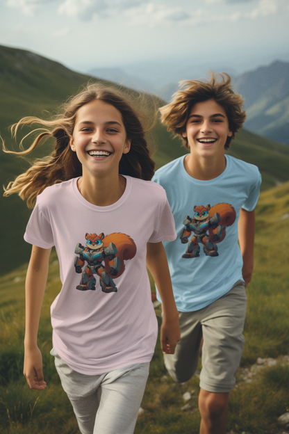 Eichhörnchen Transformer Bully - Kinder T-Shirt Kurzarm-Shirt Baumwolle Hochwertig Langlebig - T-Shirt Kids BC SH