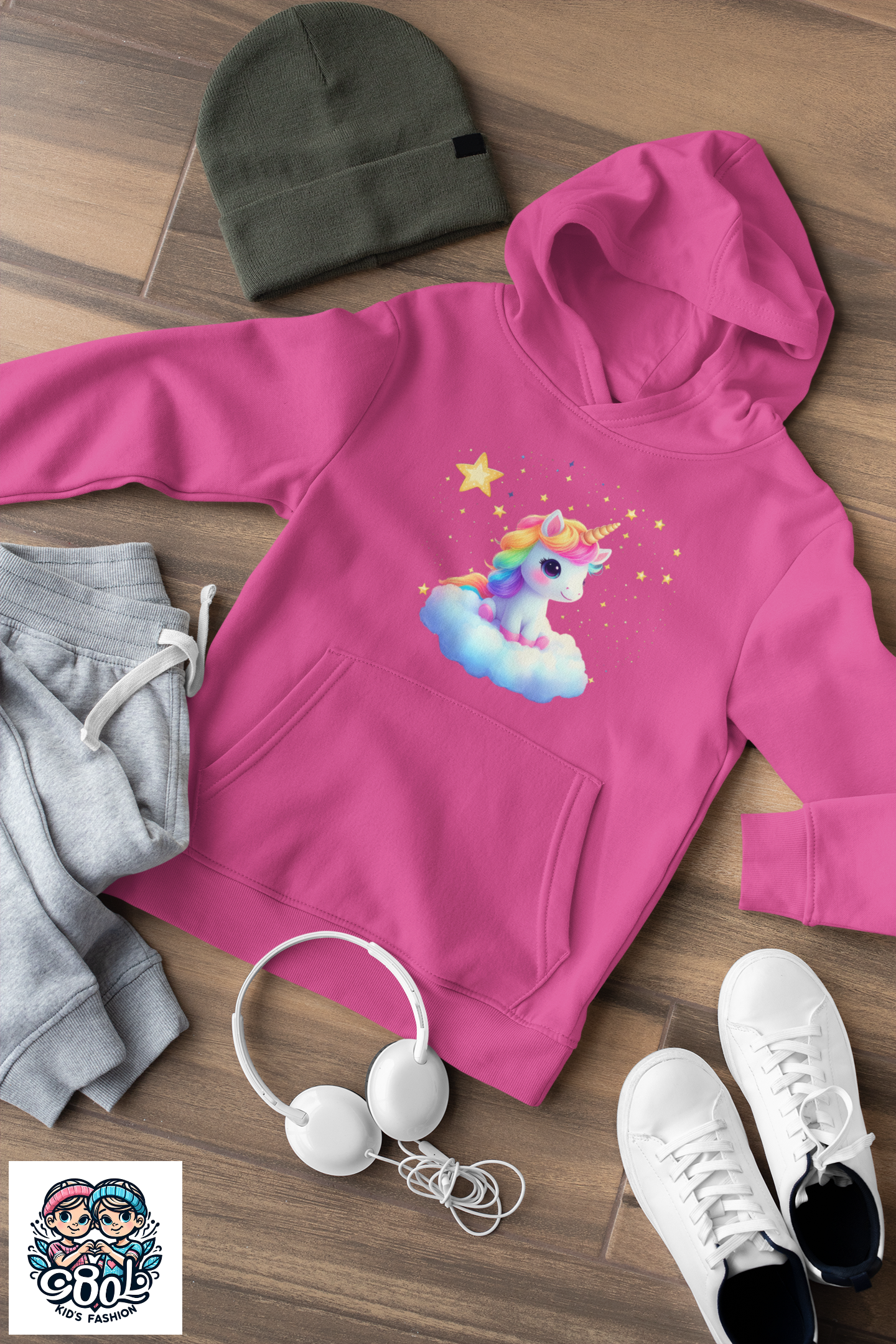 Einhorn reitet auf Wolke im Sternenhimmel - Hochwertiger Mittelschwerer Fleece-Hoodie für Jugendliche - Weltweit Verfügbar - GL