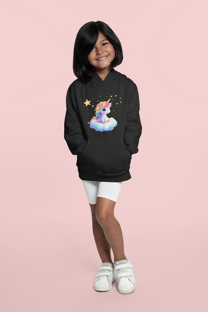 Einhorn reitet auf Wolke im Sternenhimmel Kinder Hoodie Pullover Bio Baumwolle Hochwertig Langlebig - Mini Cruiser Hoodie 2.0 ST/ST SH