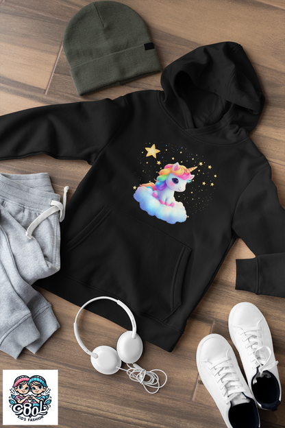 Einhorn reitet auf Wolke im Sternenhimmel Kinder Hoodie Pullover Bio Baumwolle Hochwertig Langlebig - Mini Cruiser Hoodie 2.0 ST/ST SH