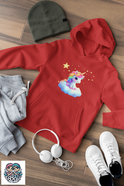 Einhorn reitet auf Wolke im Sternenhimmel Kinder Hoodie Pullover Bio Baumwolle Hochwertig Langlebig - Mini Cruiser Hoodie 2.0 ST/ST SH