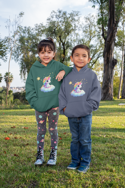 Einhorn reitet auf Wolke im Sternenhimmel Kinder Hoodie Pullover Bio Baumwolle Hochwertig Langlebig - Mini Cruiser Hoodie 2.0 ST/ST SH