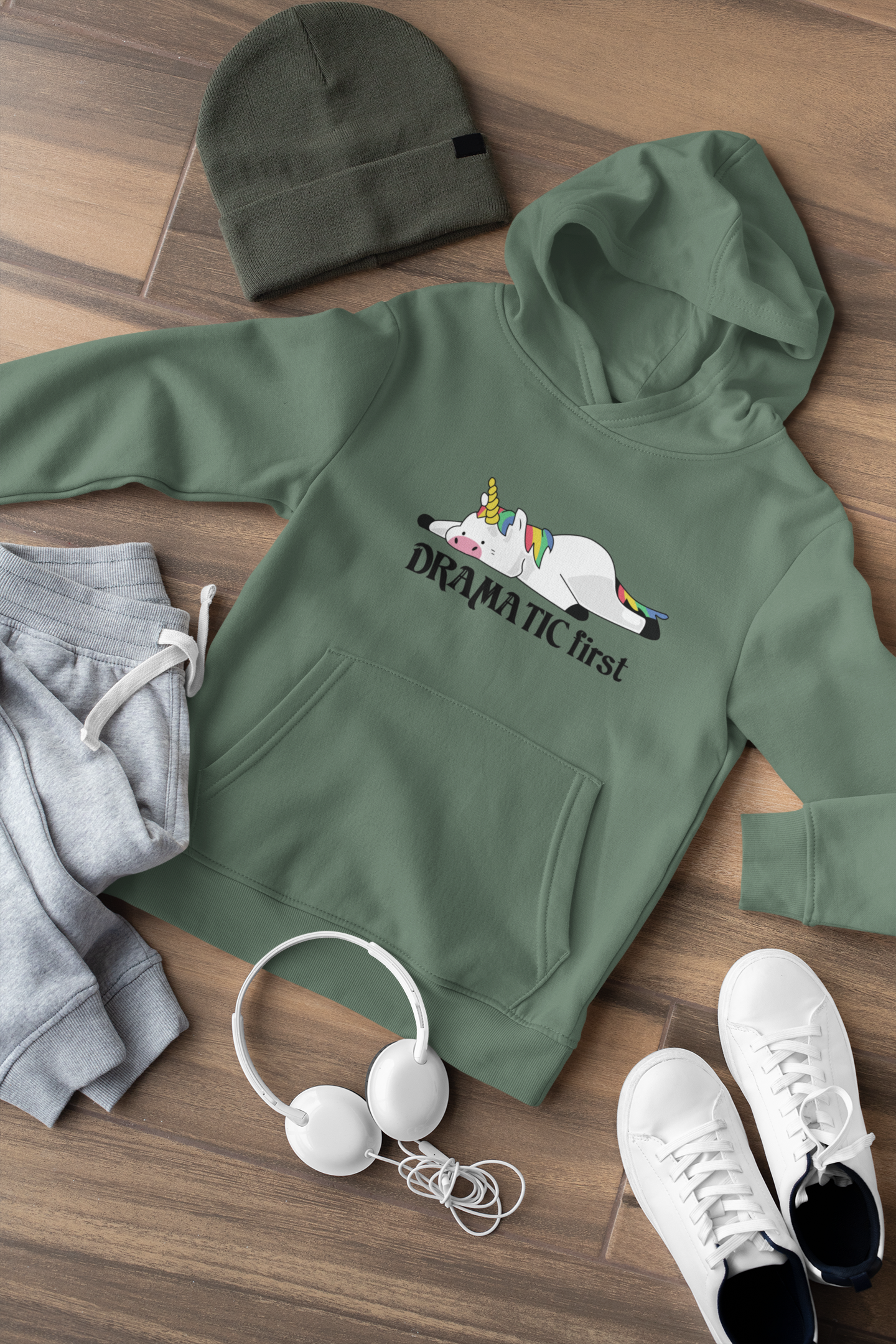 Hochwertiger Mittelschwerer Fleece-Hoodie für Jugendliche - Einhorn Dramatic first - Weltweit verfügbar - GL