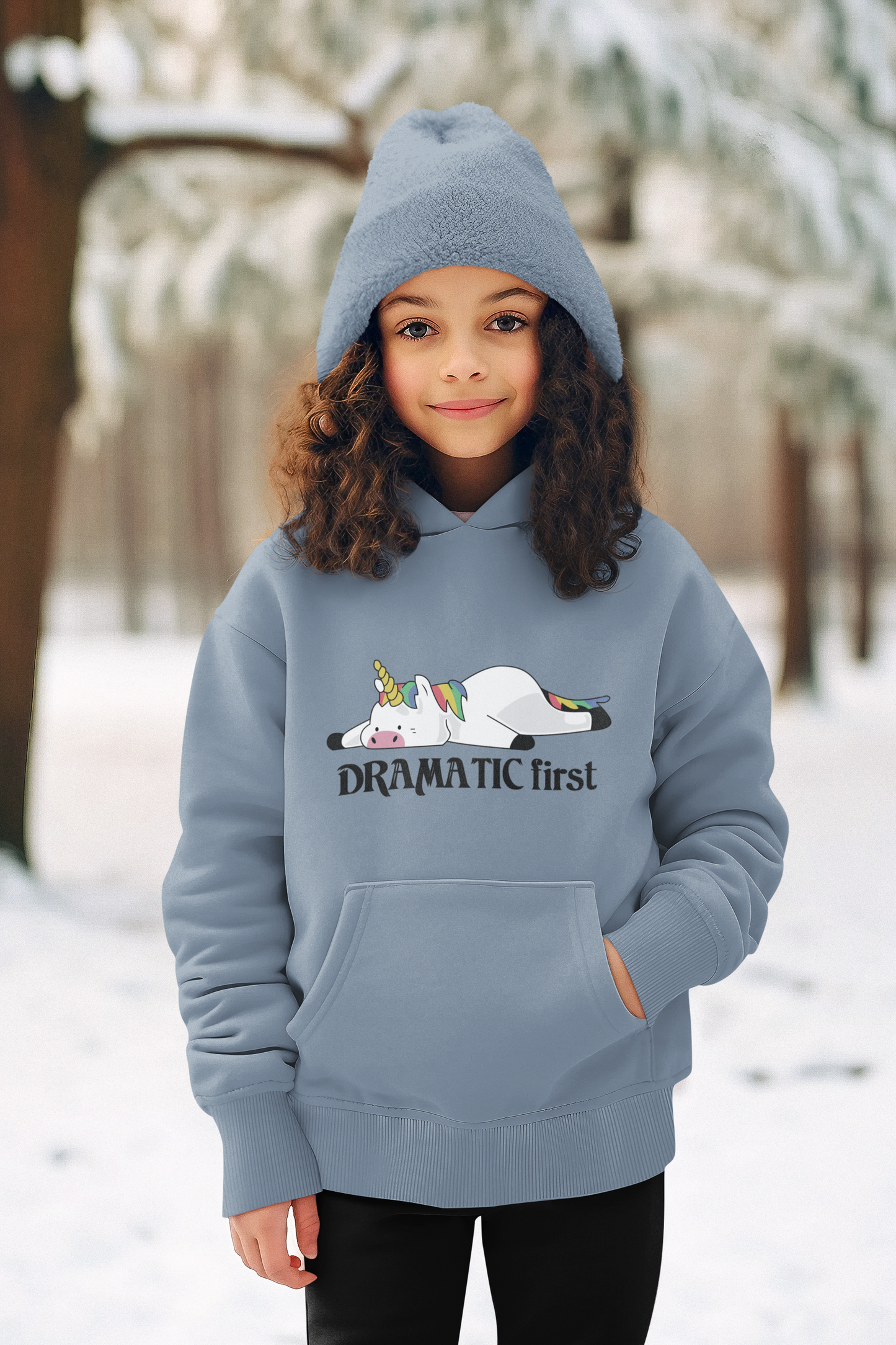 Hochwertiger Mittelschwerer Fleece-Hoodie für Jugendliche - Einhorn Dramatic first - Weltweit verfügbar - GL