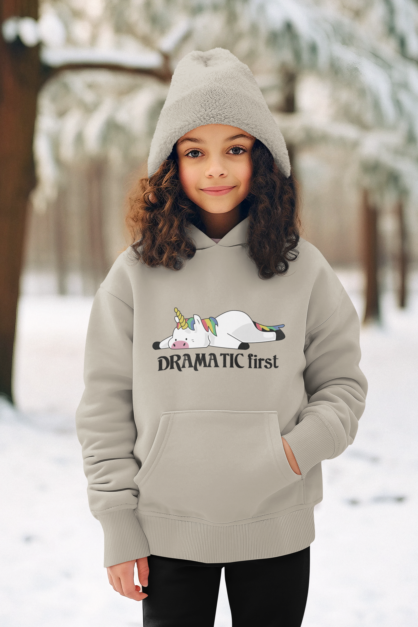 Hochwertiger Mittelschwerer Fleece-Hoodie für Jugendliche - Einhorn Dramatic first - Weltweit verfügbar - GL