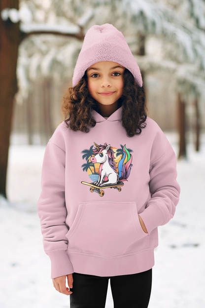 Einhorn Skater Sunset Kinder Hoodie Pullover Bio Baumwolle Hochwertig Langlebig - Mini Cruiser Hoodie 2.0 ST/ST SH