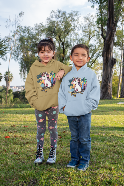 Einhorn Skater Sunset Kinder Hoodie Pullover Bio Baumwolle Hochwertig Langlebig - Mini Cruiser Hoodie 2.0 ST/ST SH