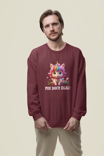 Einhorn Cute auf Wiese Mir doch egal - Unisex Erwachsenen Bio Changer Sweatshirt ST/ST SH