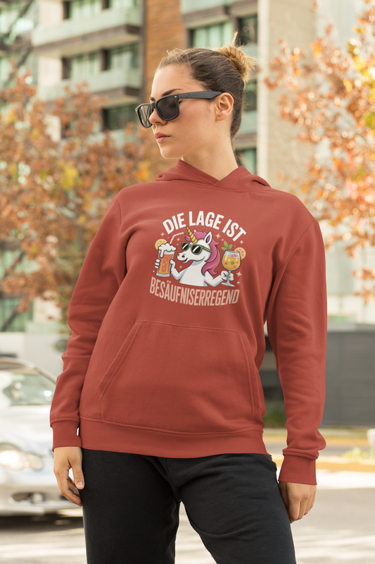 Einhorn Die Lage ist Besäufniserregend Front - Damen Hoodie SH