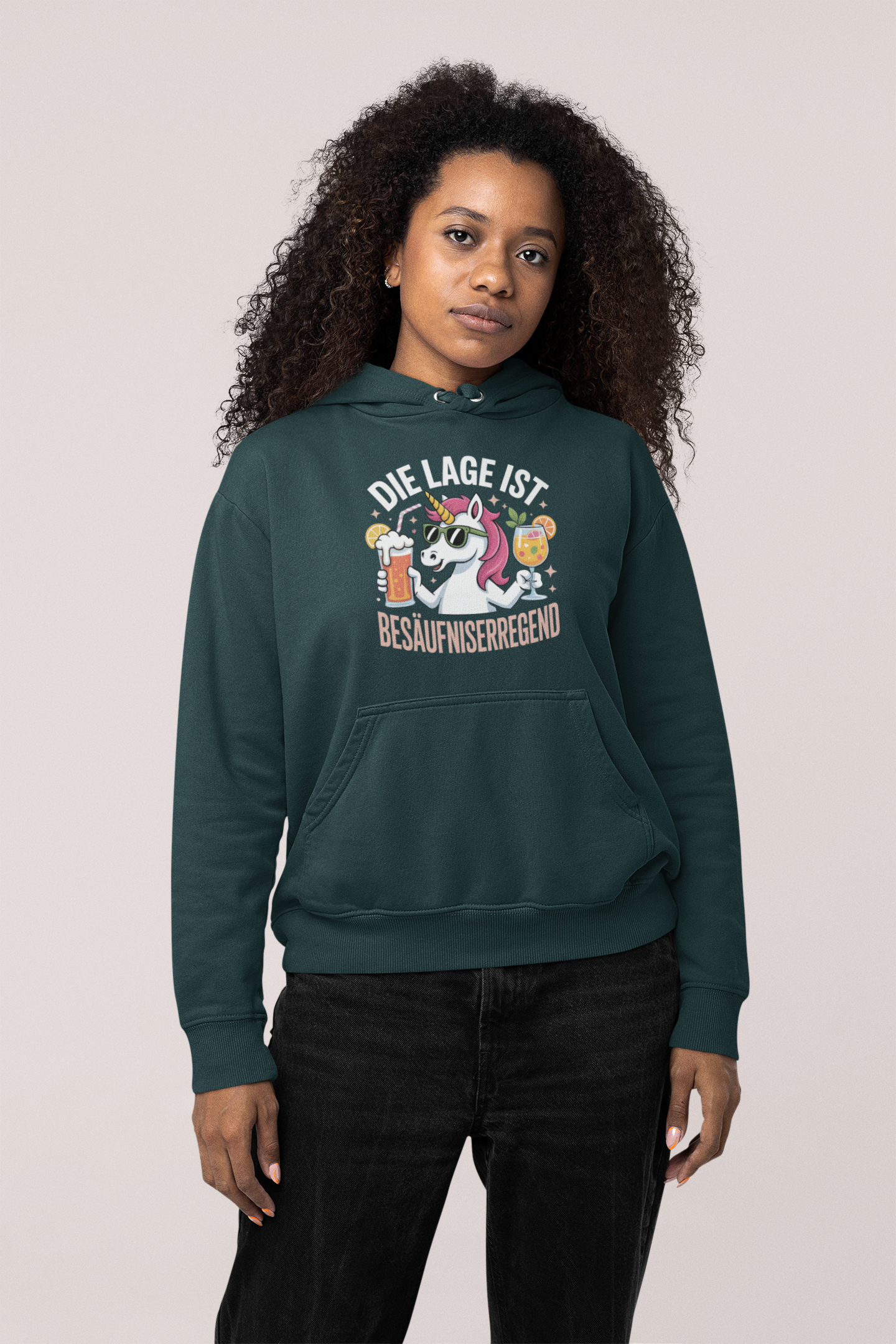 Einhorn Die Lage ist Besäufniserregend Front - Damen Hoodie SH