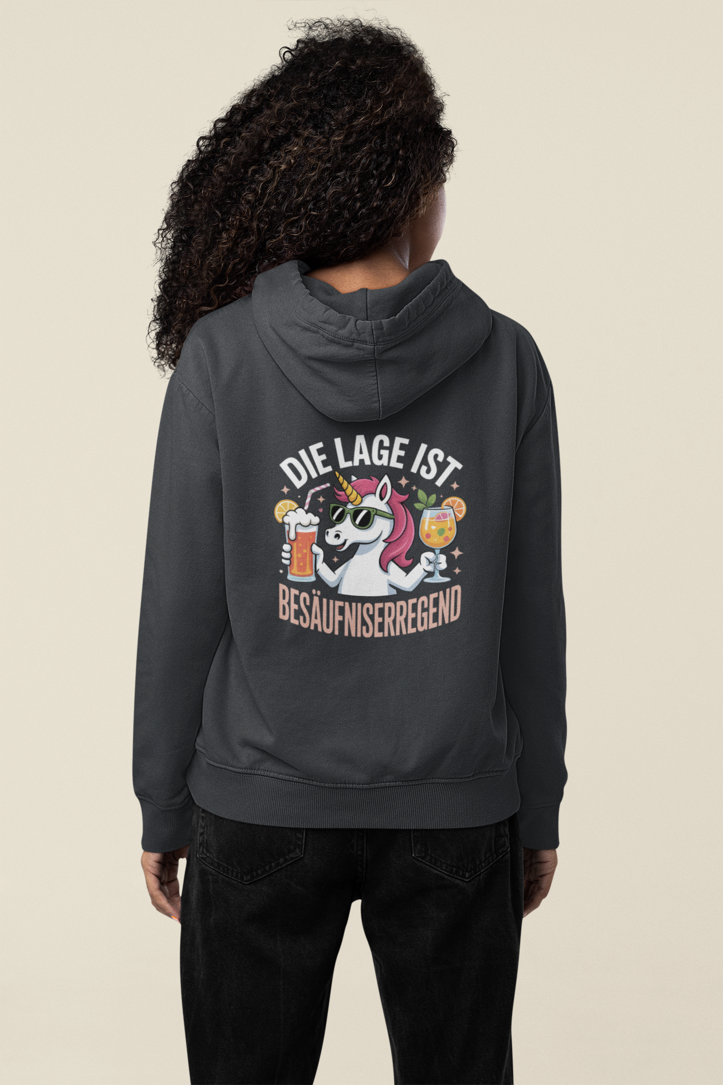 Einhorn Die Lage ist Besäufniserregend Rückseite - Unisex Erwachsenen Bio Organic Cruiser Hoodie 2.0 ST/ST SH