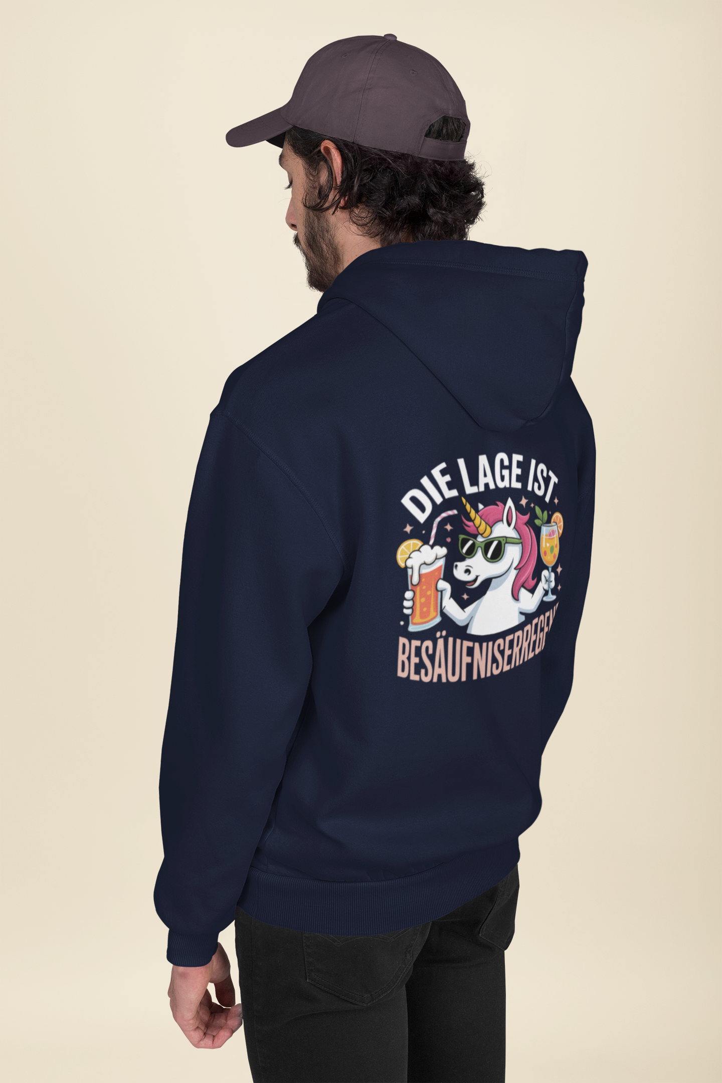 Einhorn Die Lage ist Besäufniserregend Rückseite - Unisex Erwachsenen Bio Organic Cruiser Hoodie 2.0 ST/ST SH