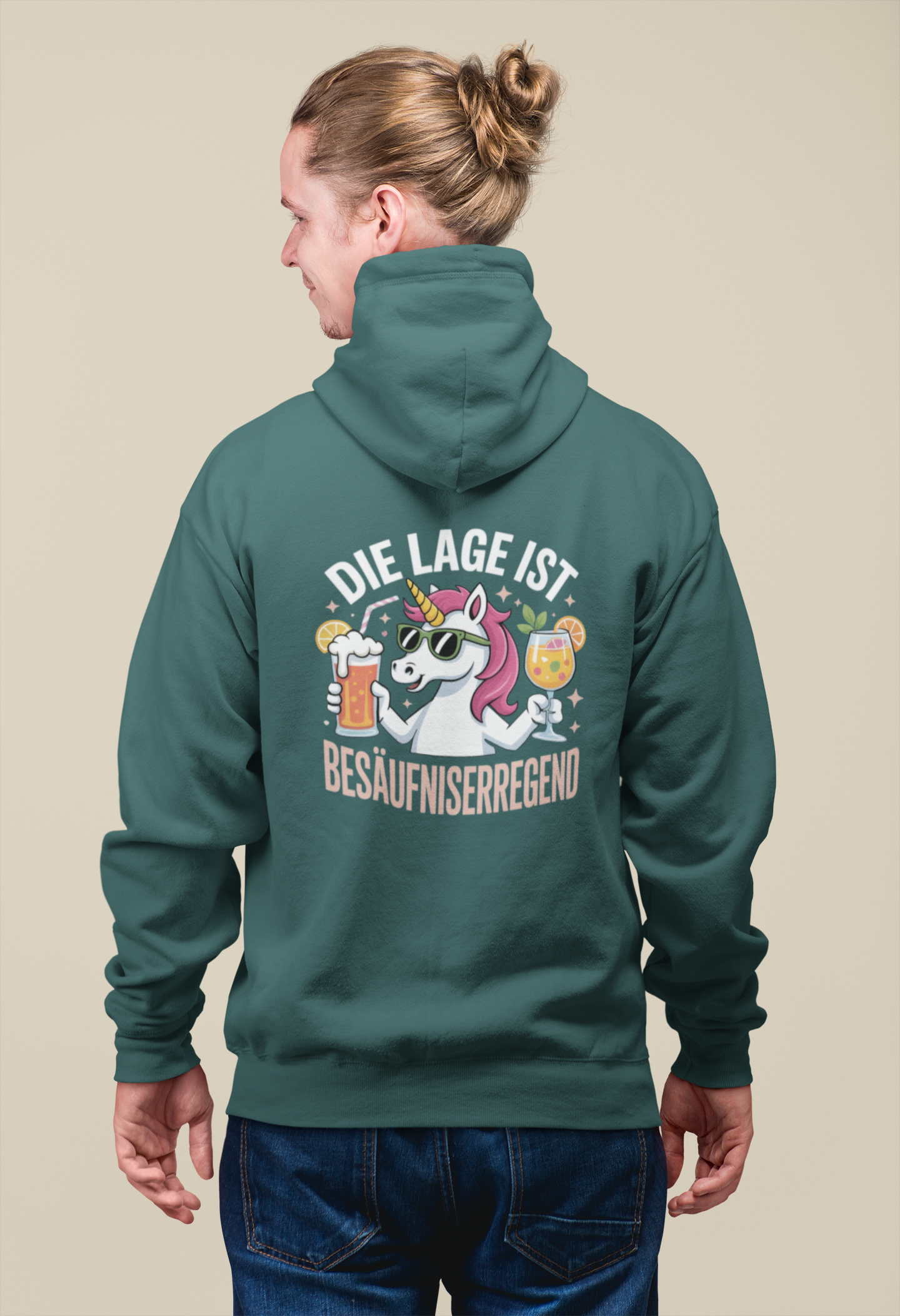 Einhorn Die Lage ist Besäufniserregend Rückseite - Unisex Erwachsenen Bio Organic Cruiser Hoodie 2.0 ST/ST SH
